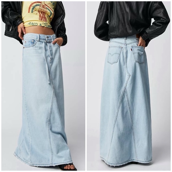 Levi's Dresses & Skirts - LEVI’S NWT Iconic Denim Maxi Skirt in Belt My So Called Pant Blue-Size 16 | XL